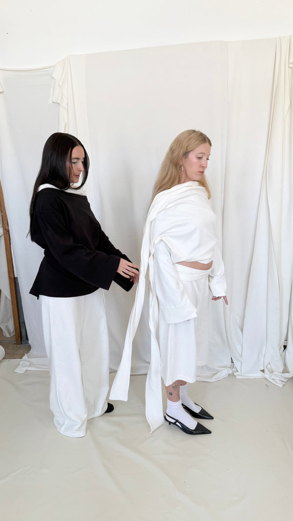 Upside down wrap jersey sweatshirt- Ivory