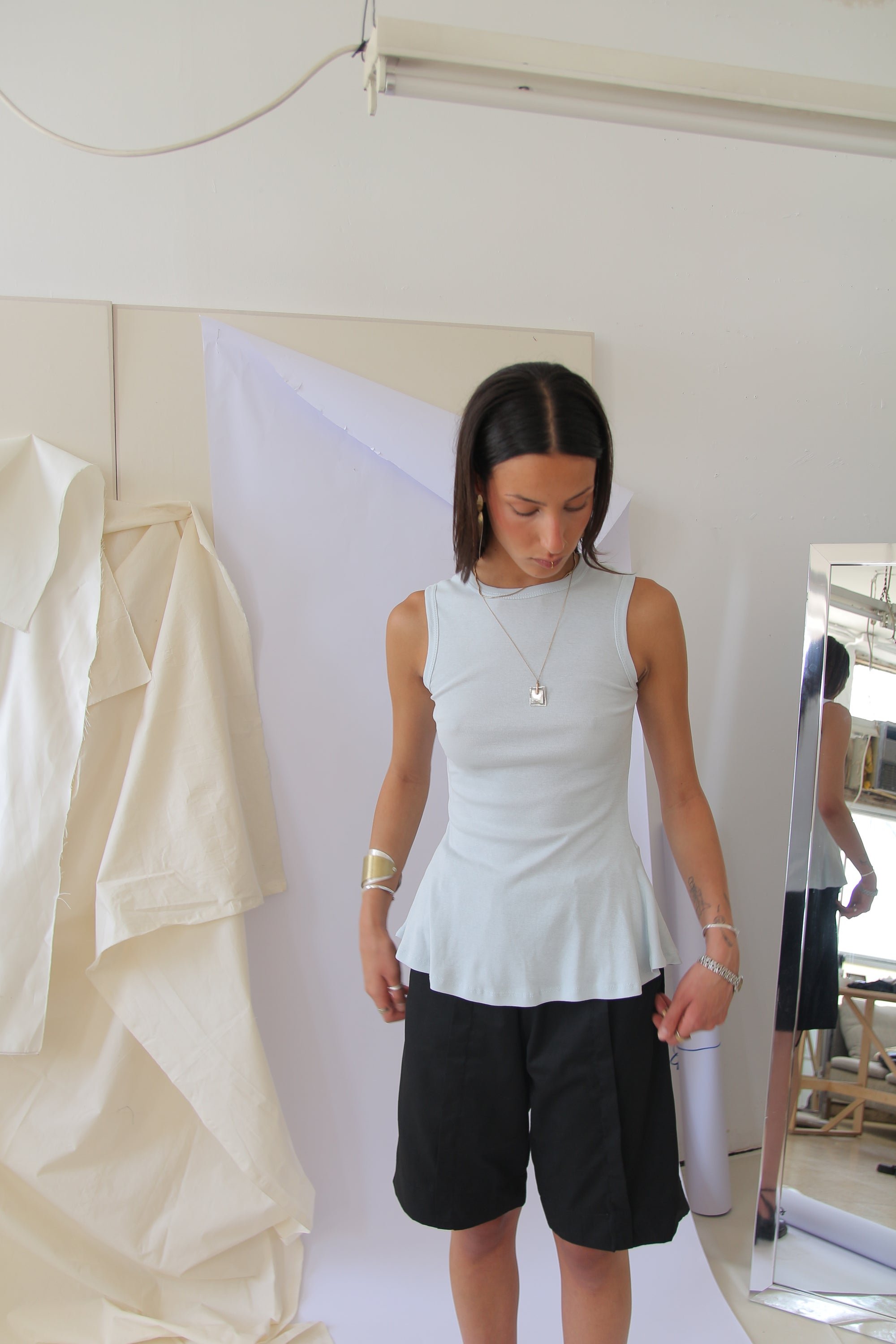Fine Rib Tank- Light Blue