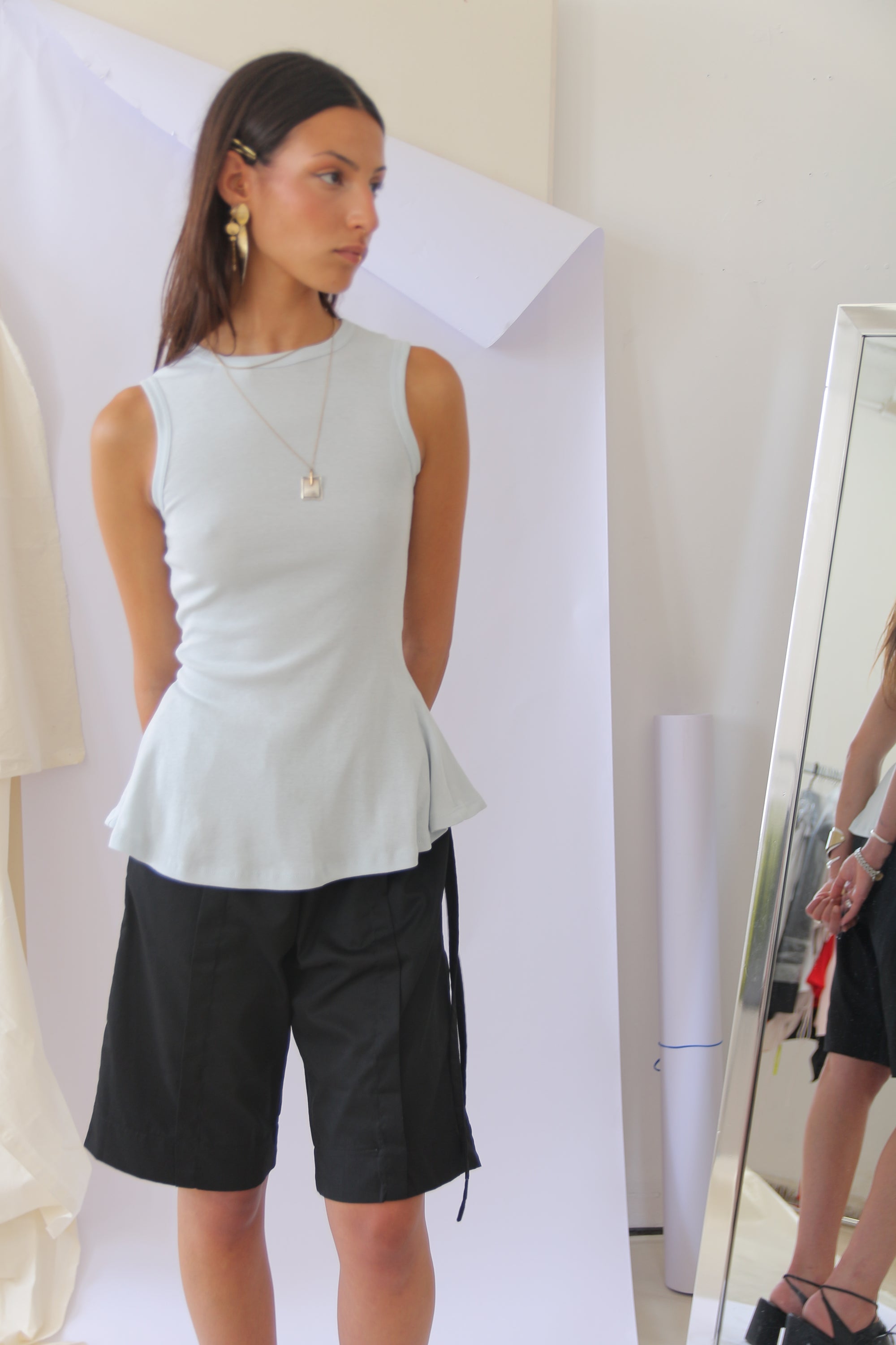 Fine Rib Tank- Light Blue