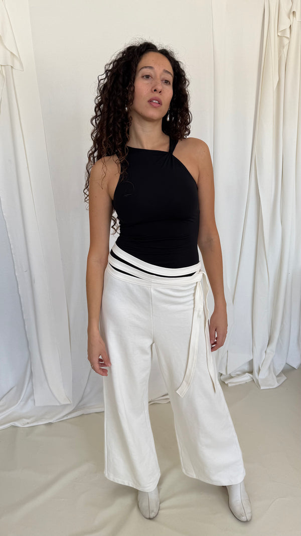 Wrap  Sweat Pants- Ivory Jersey