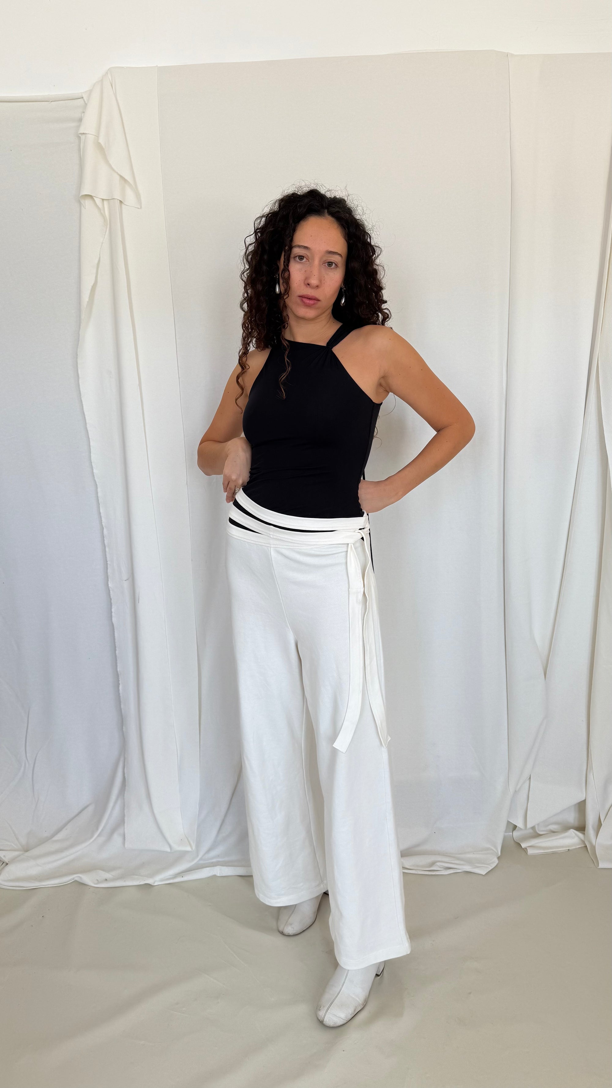Wrap  Sweat Pants- Ivory Jersey