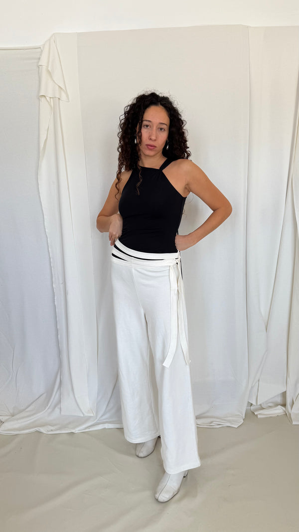 Wrap  Sweat Pants- Ivory Jersey