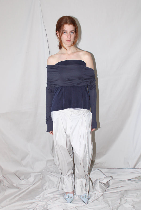 Pleated Pants With An Adjustable Hem Strap- Gray