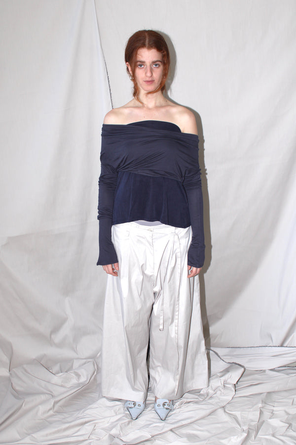 Pleated Pants With An Adjustable Hem Strap- Gray