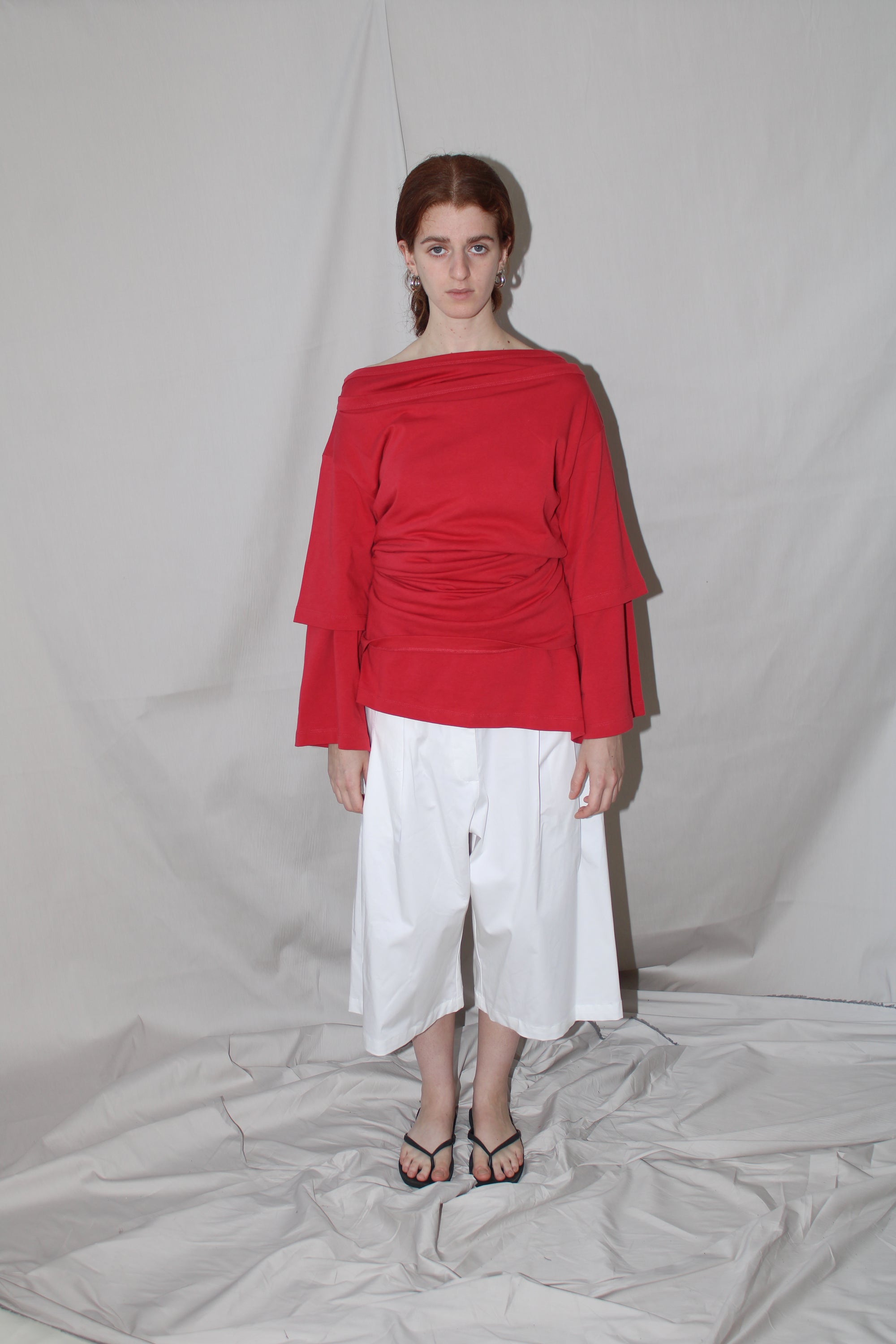 Wide tailored bermuda- White