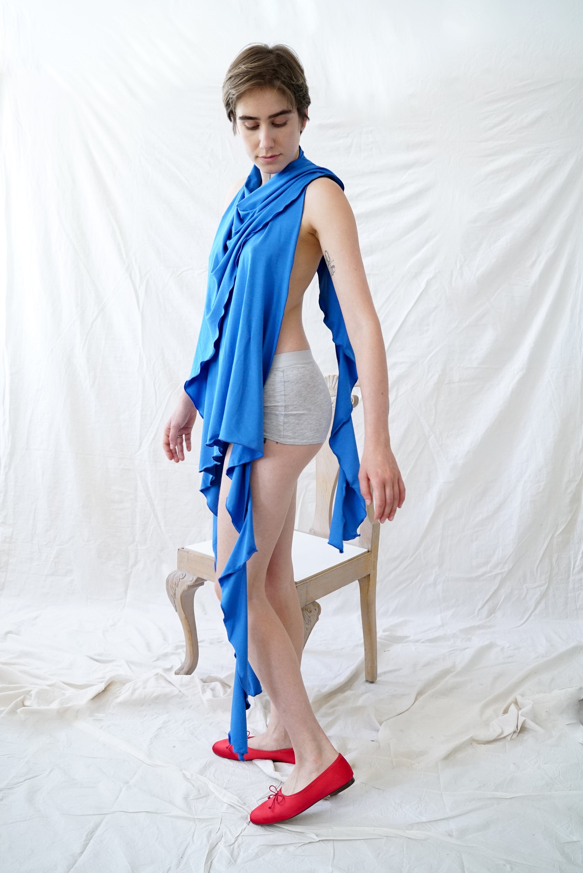 Skin Wrap Top- Blue Viscose