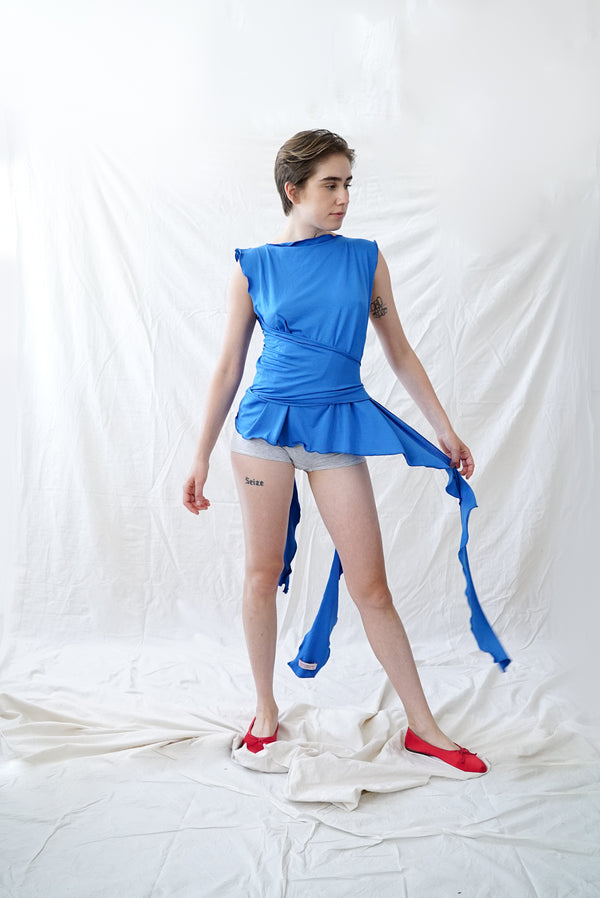 Skin Wrap Top- Blue Viscose