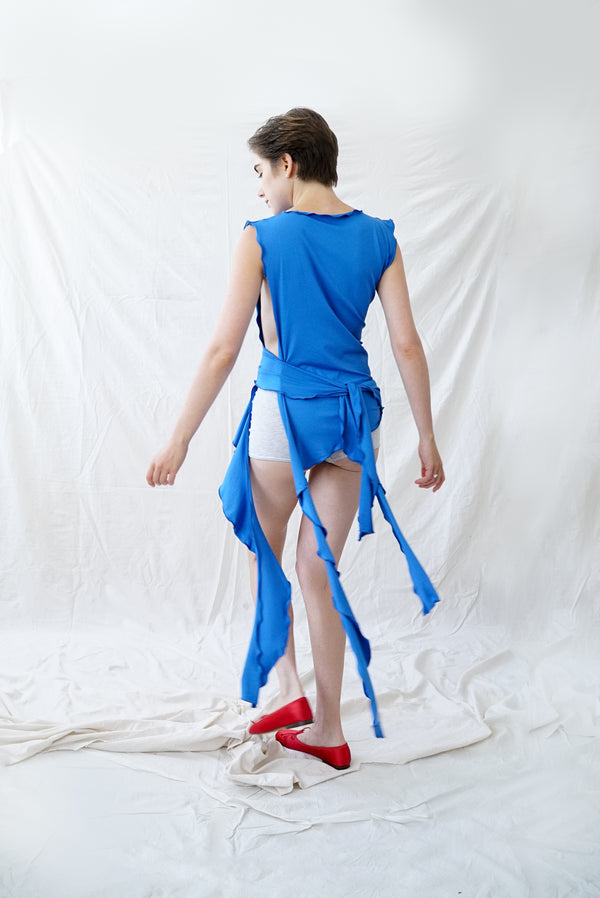 Skin Wrap Top- Blue Viscose