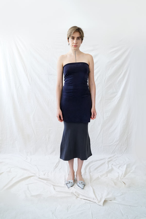 Adaptable Skirt-Dress- Navy Gray Cupro