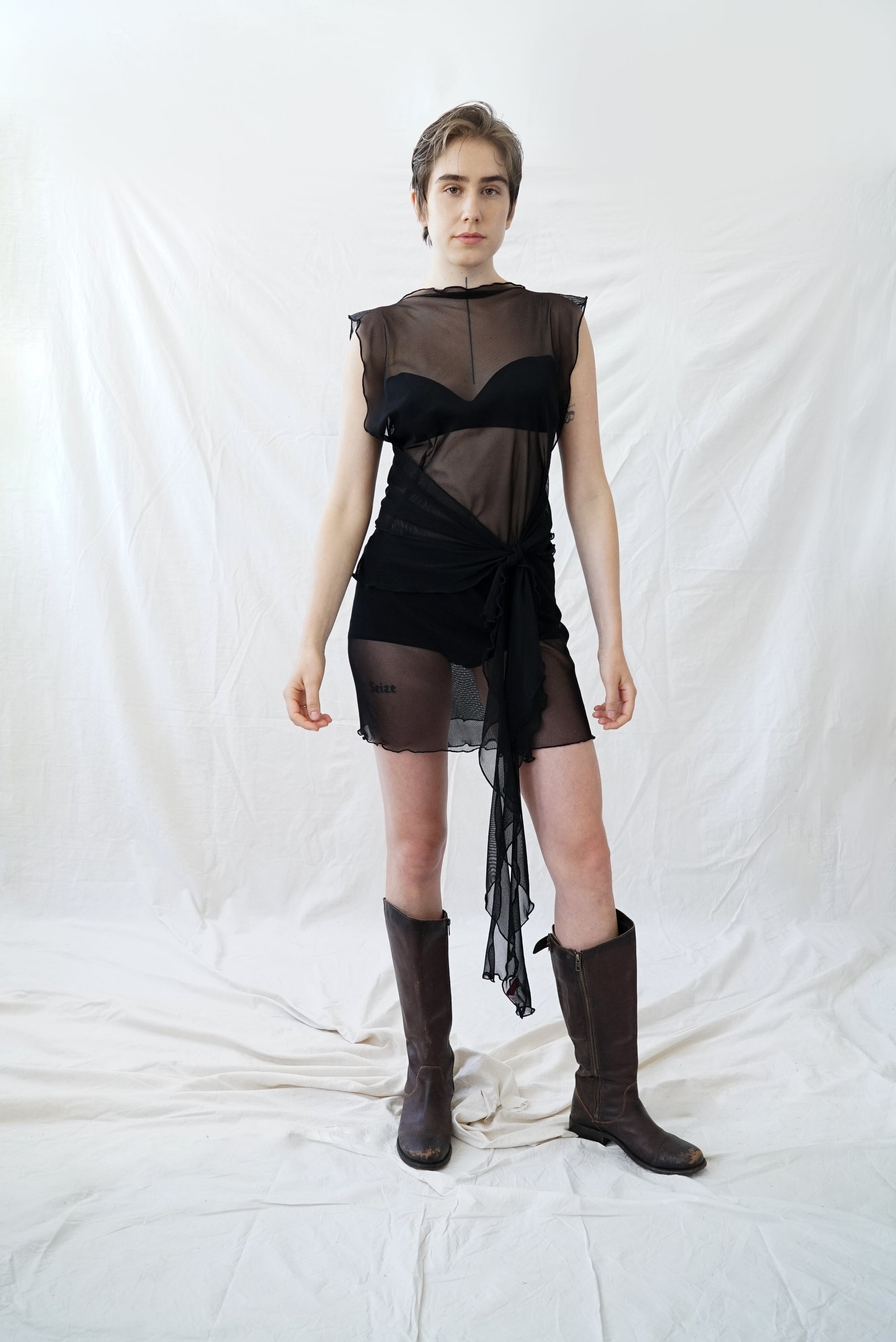 Skin Wrap Dress- Black Mesh