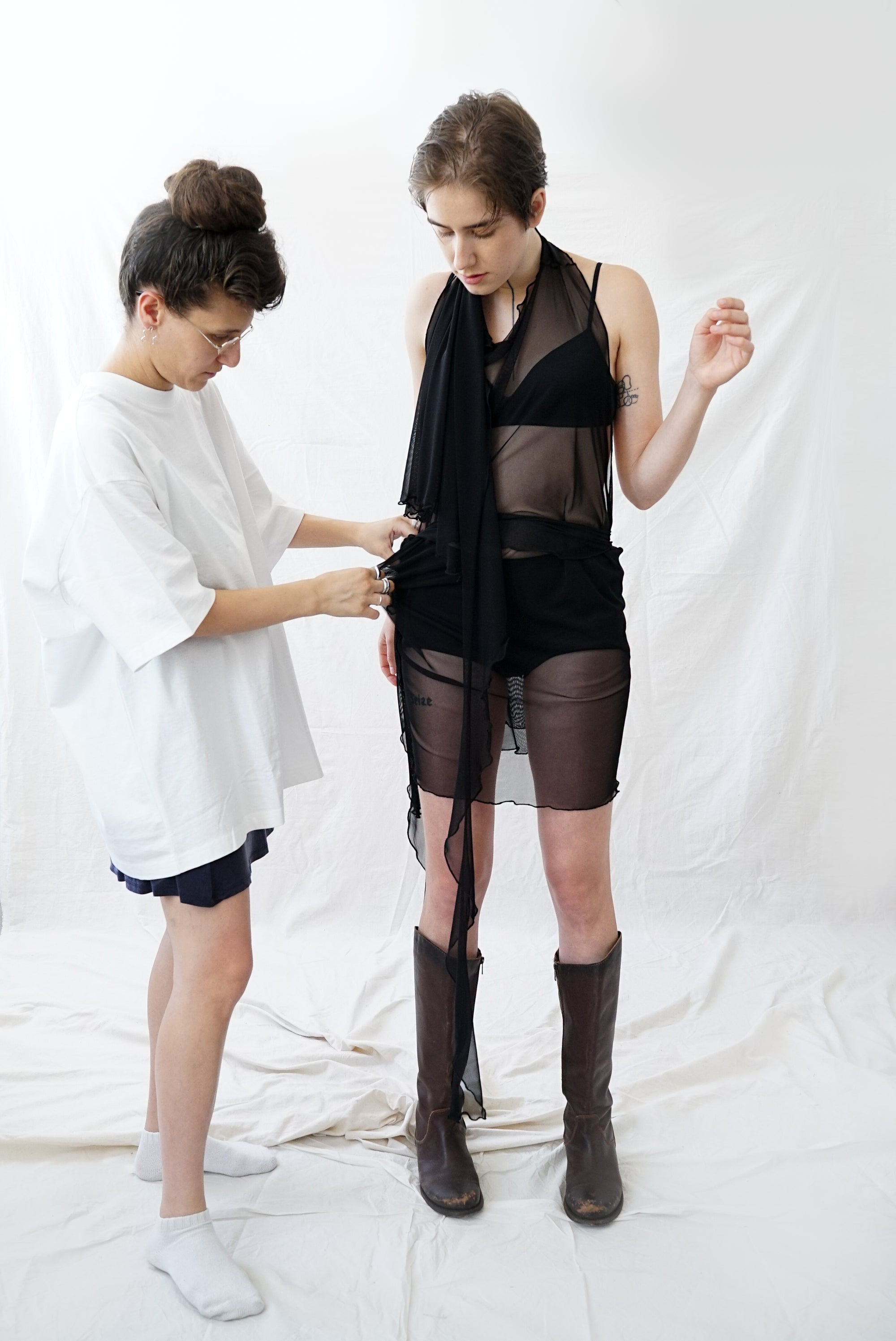 Skin Wrap Dress- Black Mesh