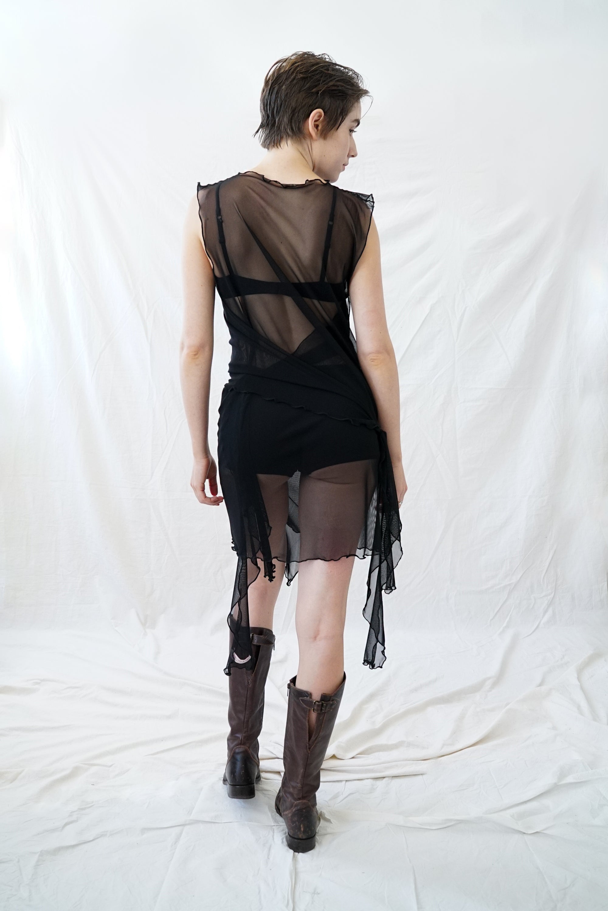 Skin Wrap Dress- Black Mesh