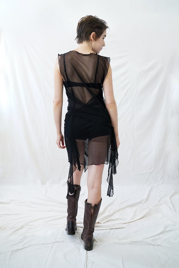 Skin Wrap Dress- Black Mesh