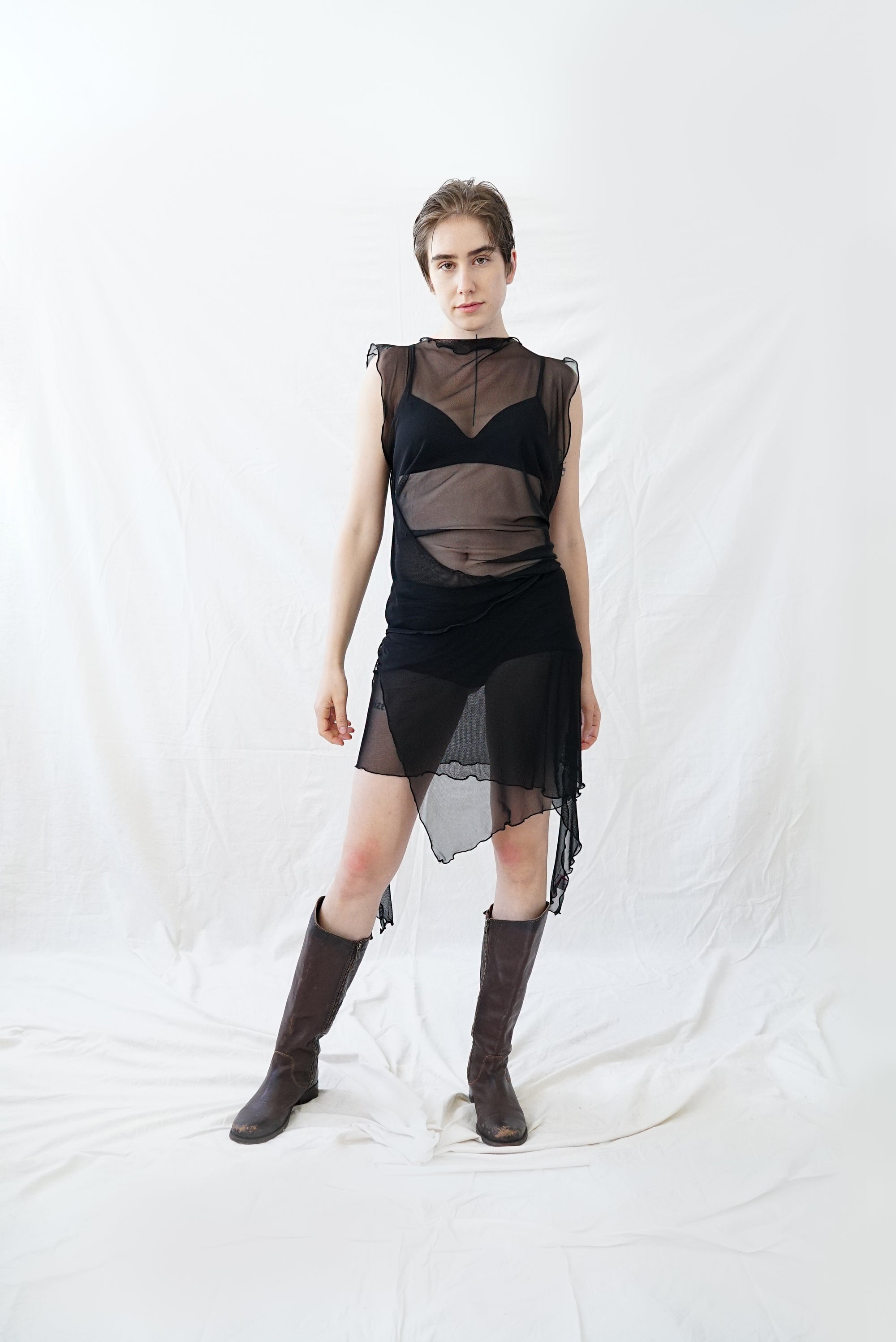 Skin Wrap Dress- Black Mesh