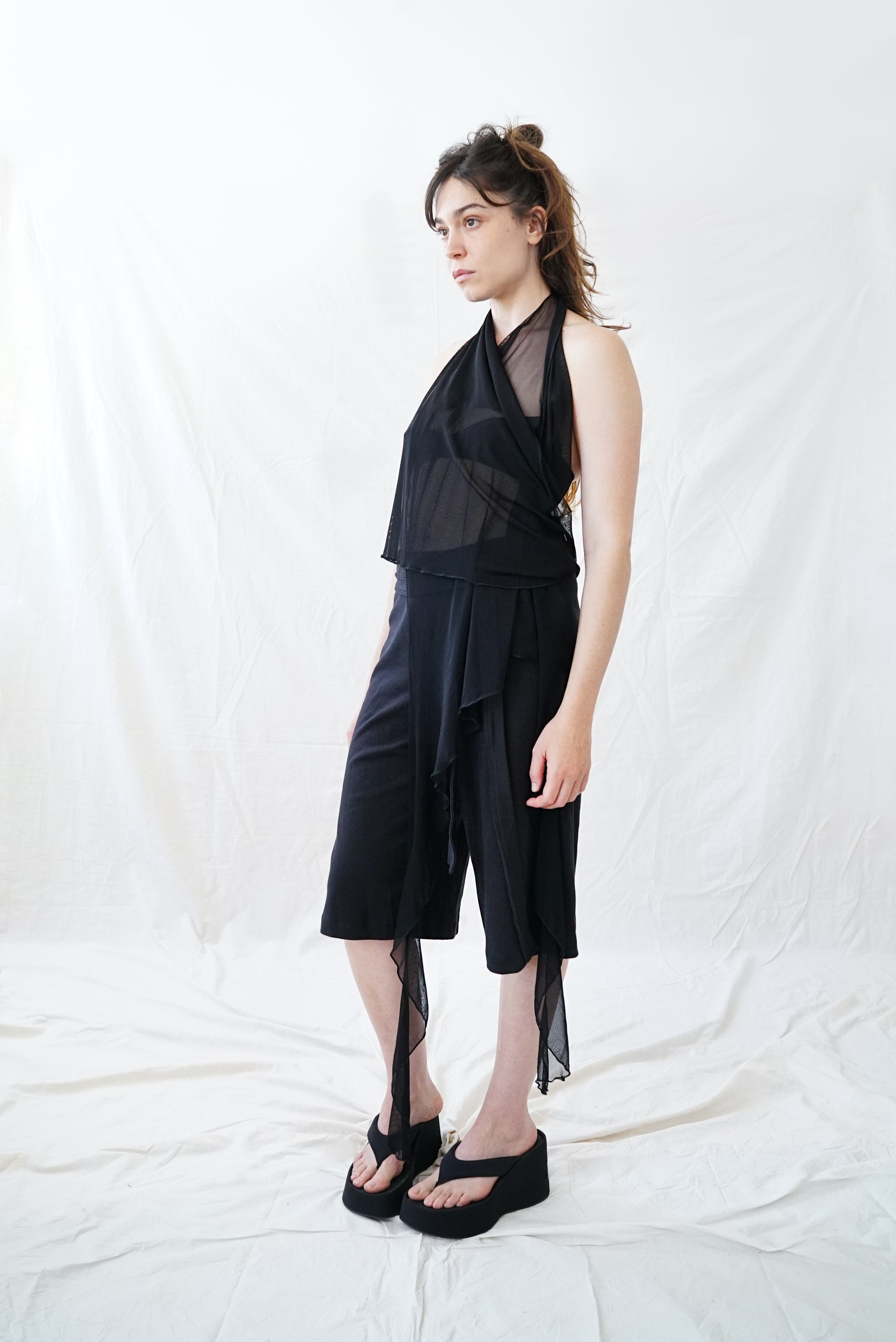 Skin Wrap Top- Black Mesh