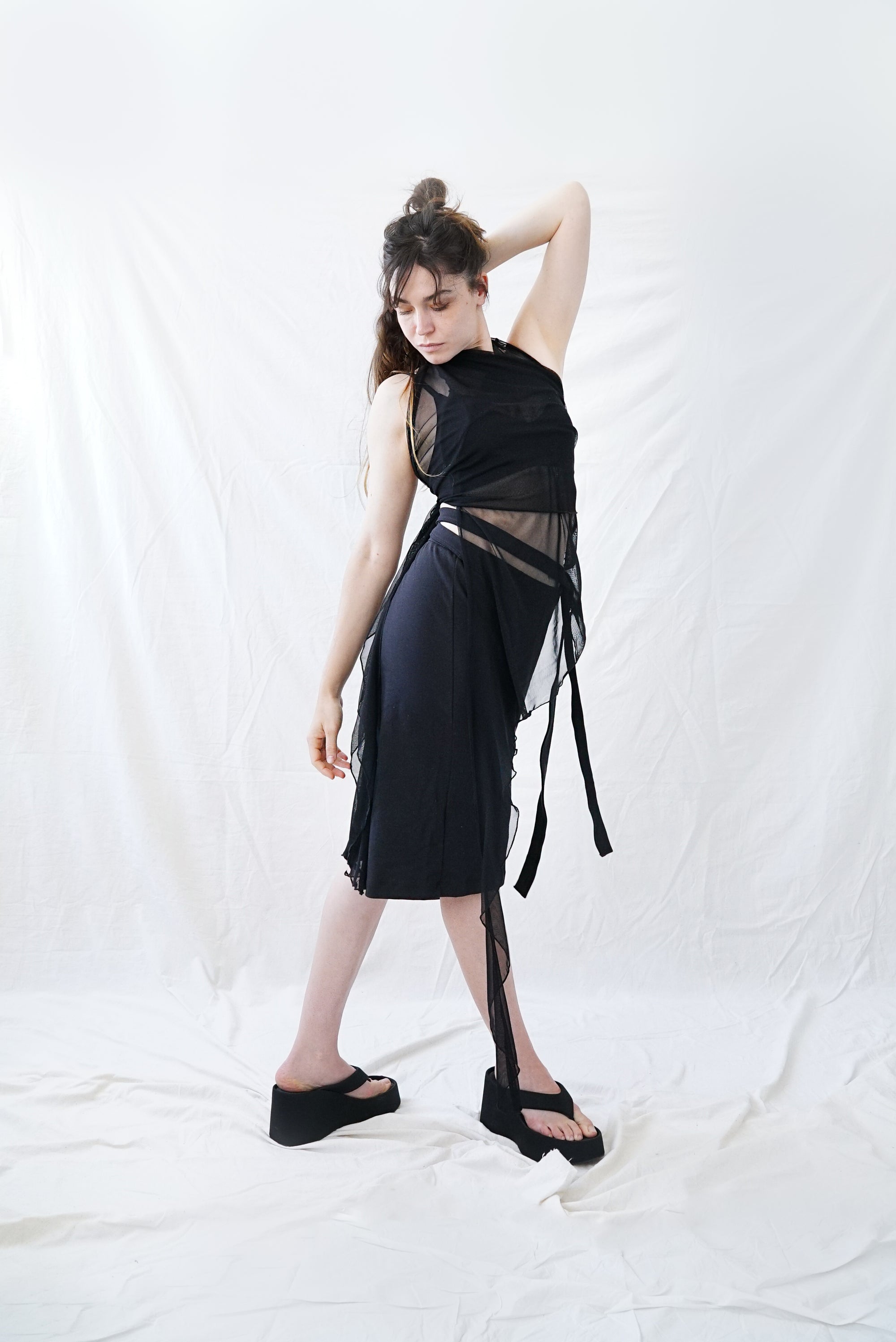 Skin Wrap Top- Black Mesh
