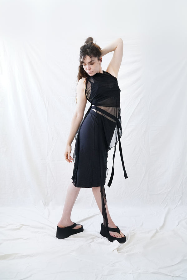 Skin Wrap Top- Black Mesh