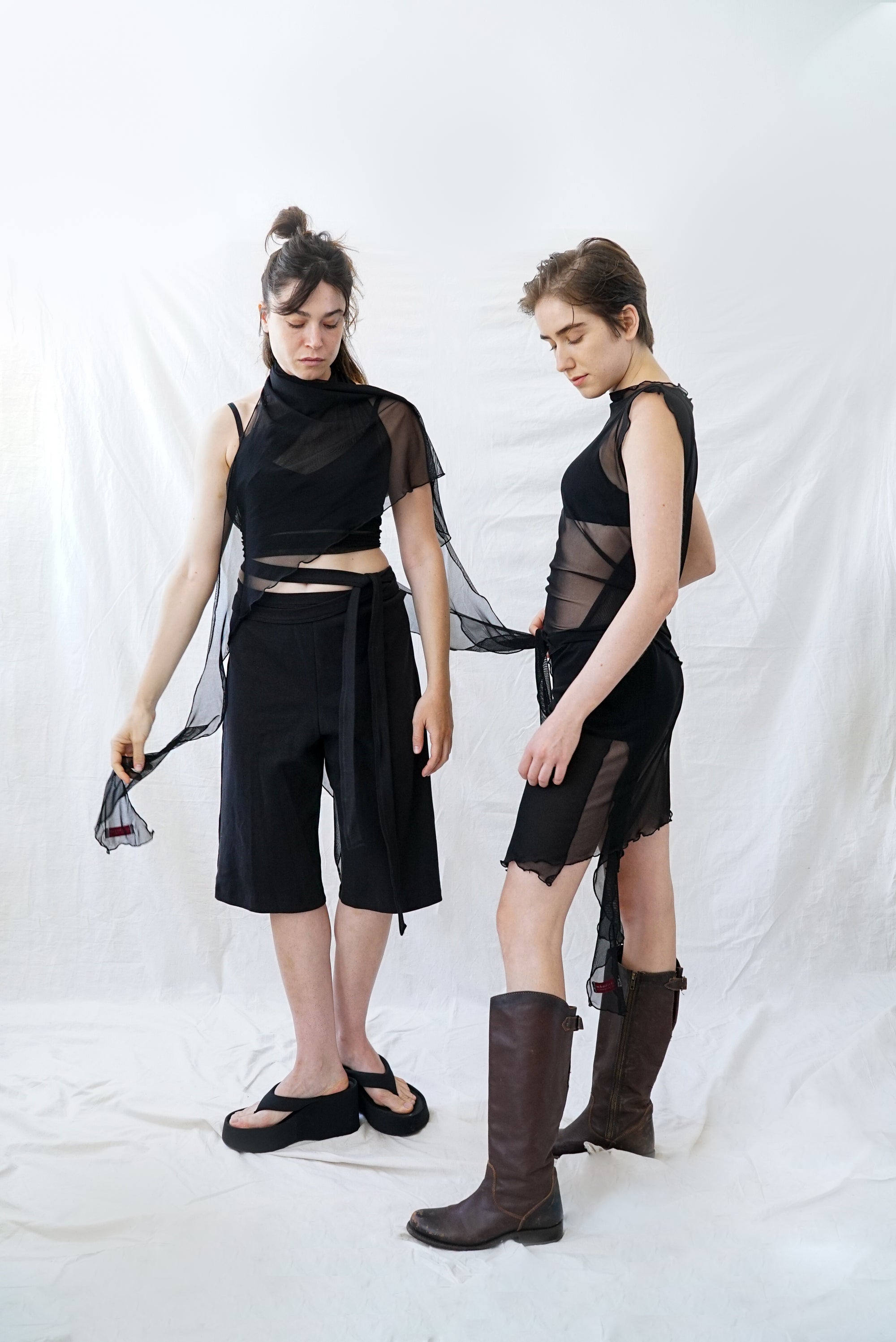 Skin Wrap Top- Black Mesh