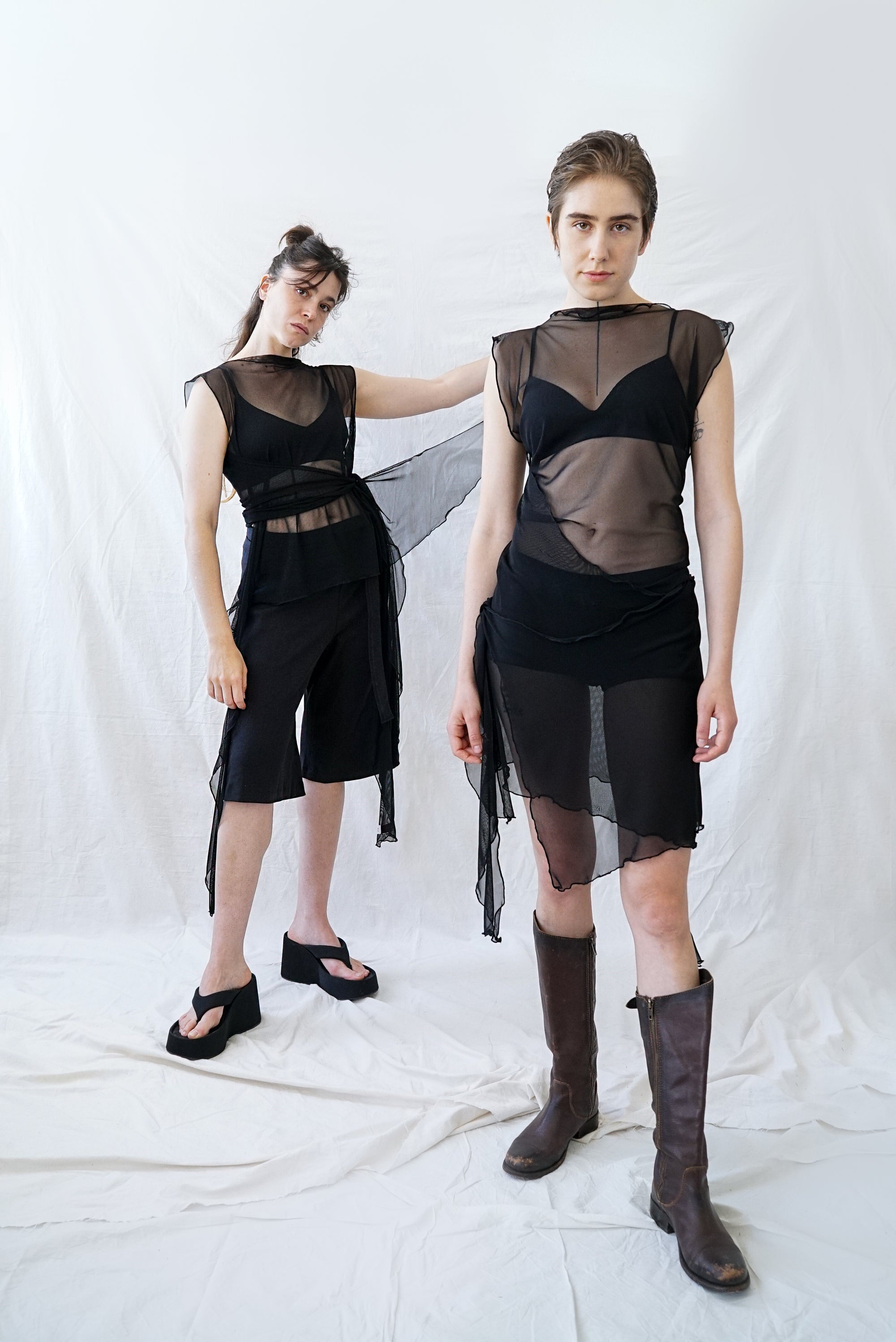Skin Wrap Dress- Black Mesh