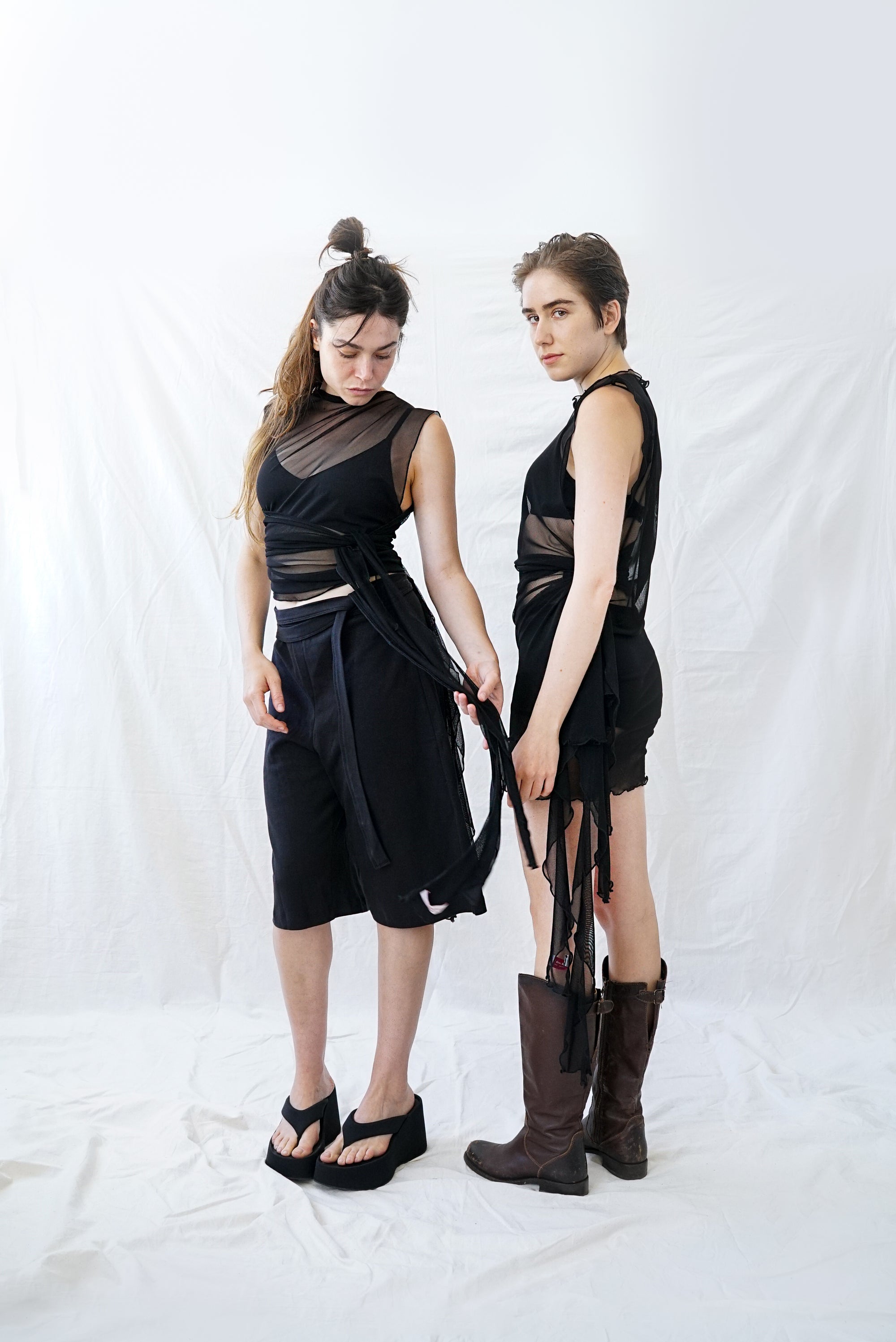 Skin Wrap Top- Black Mesh