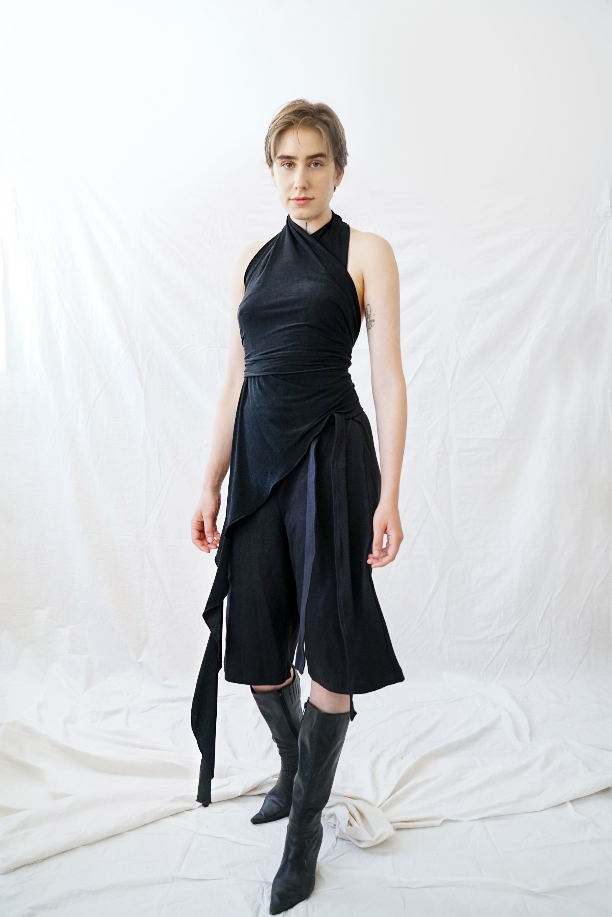 Skin Wrap Top- Black Cupro