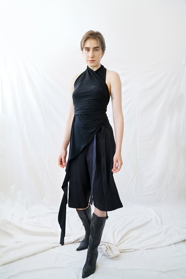 Skin Wrap Top- Black Cupro