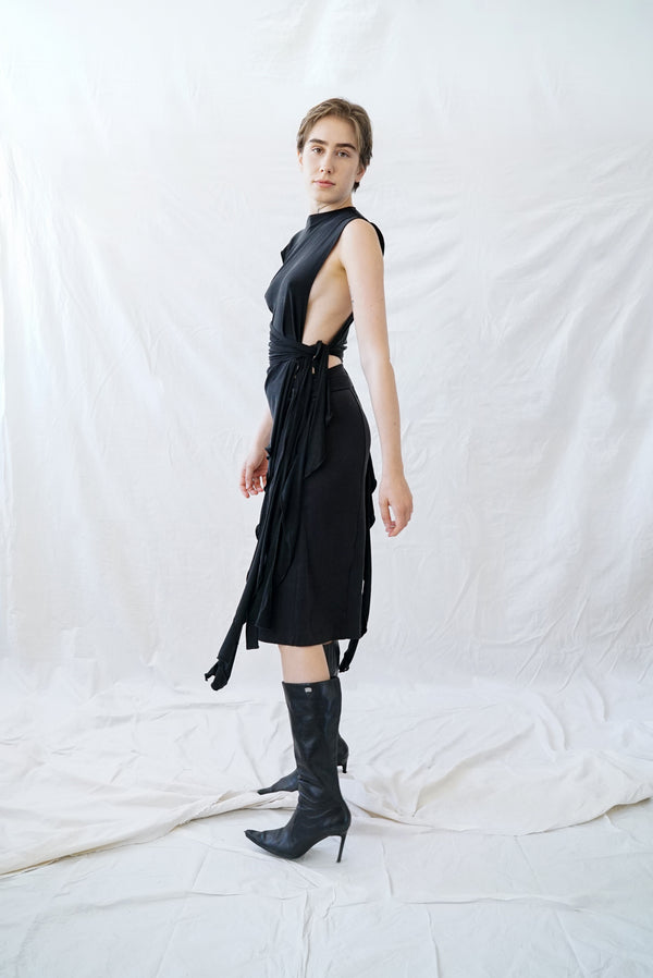 Skin Wrap Top- Black Cupro