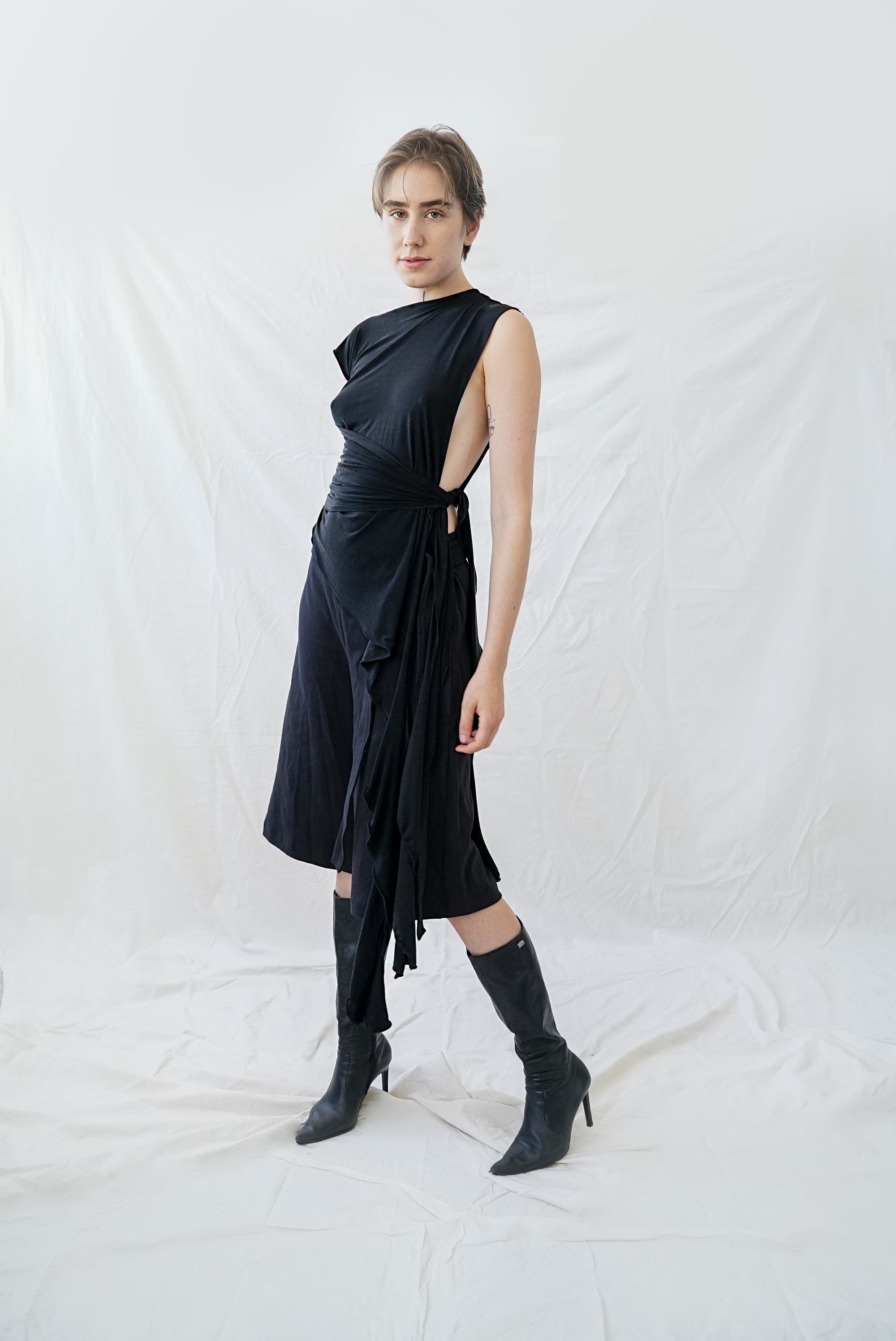 Skin Wrap Top- Black Cupro
