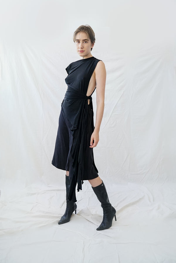 Skin Wrap Top- Black Cupro
