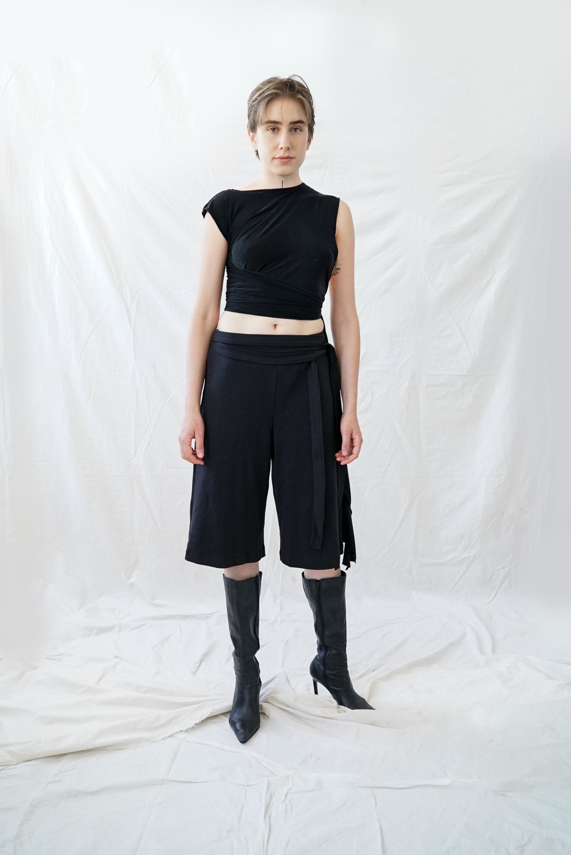 Skin Wrap Top- Black Cupro