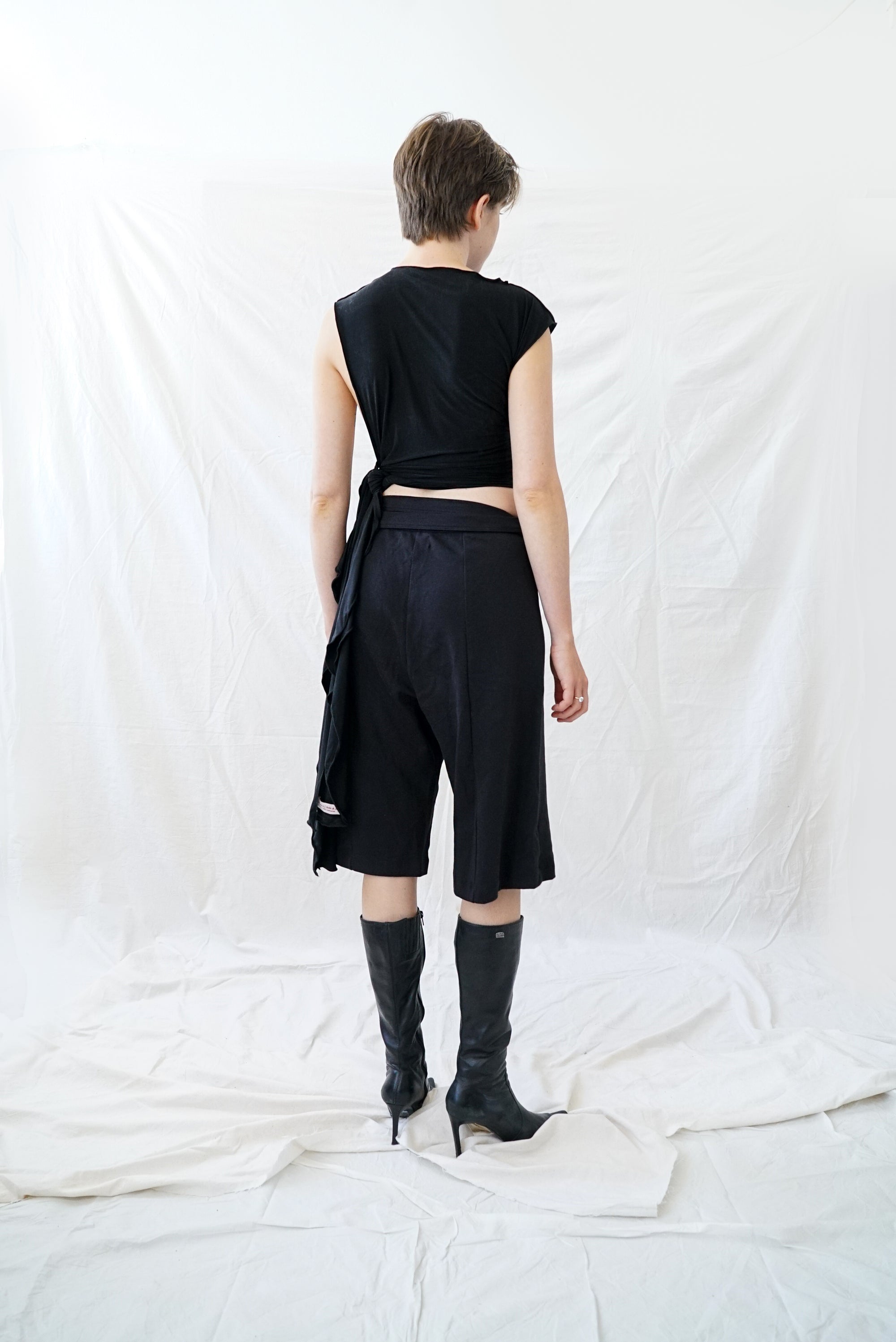 Skin Wrap Top- Black Cupro