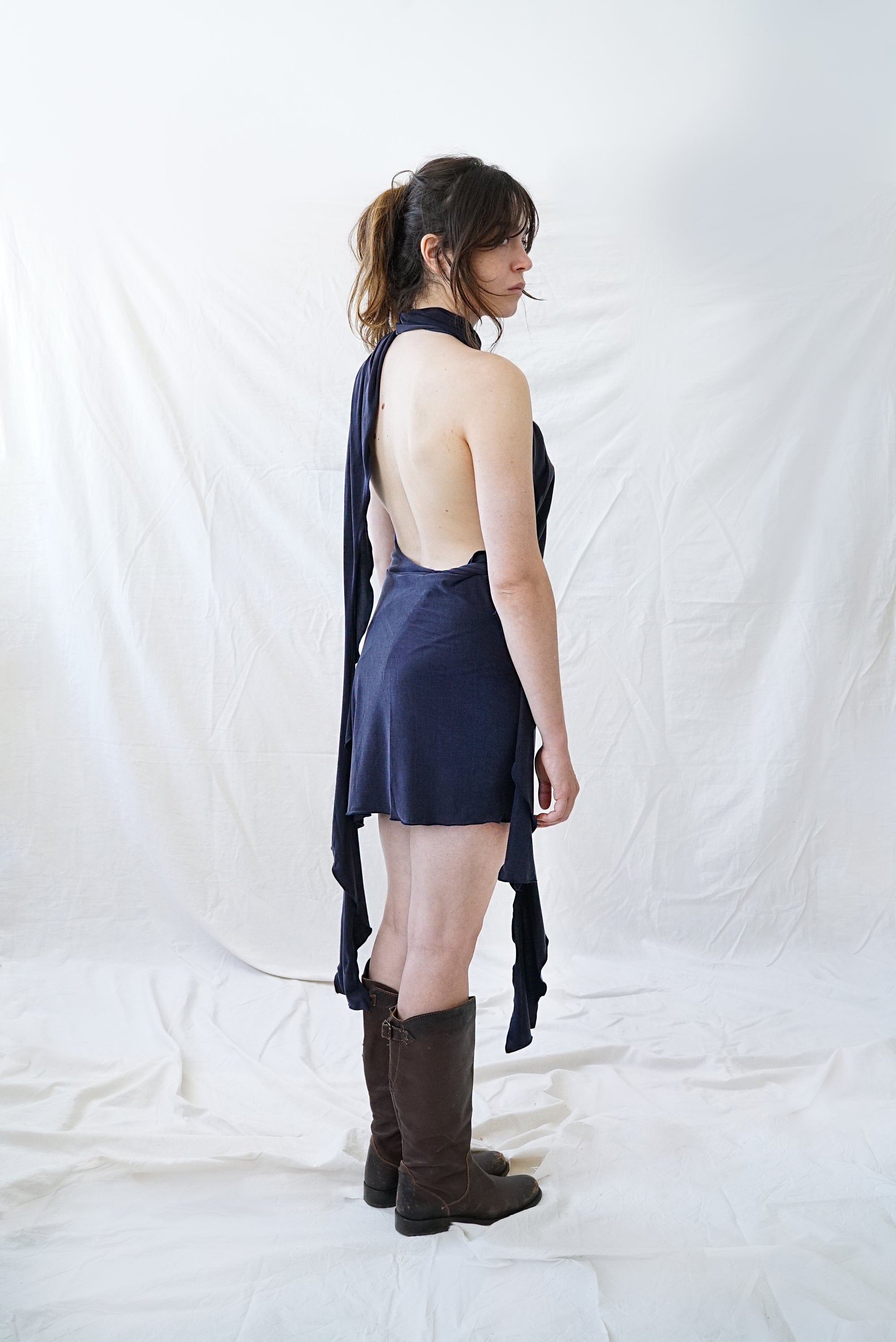 Skin Wrap Dress- Navy Blue Cupro