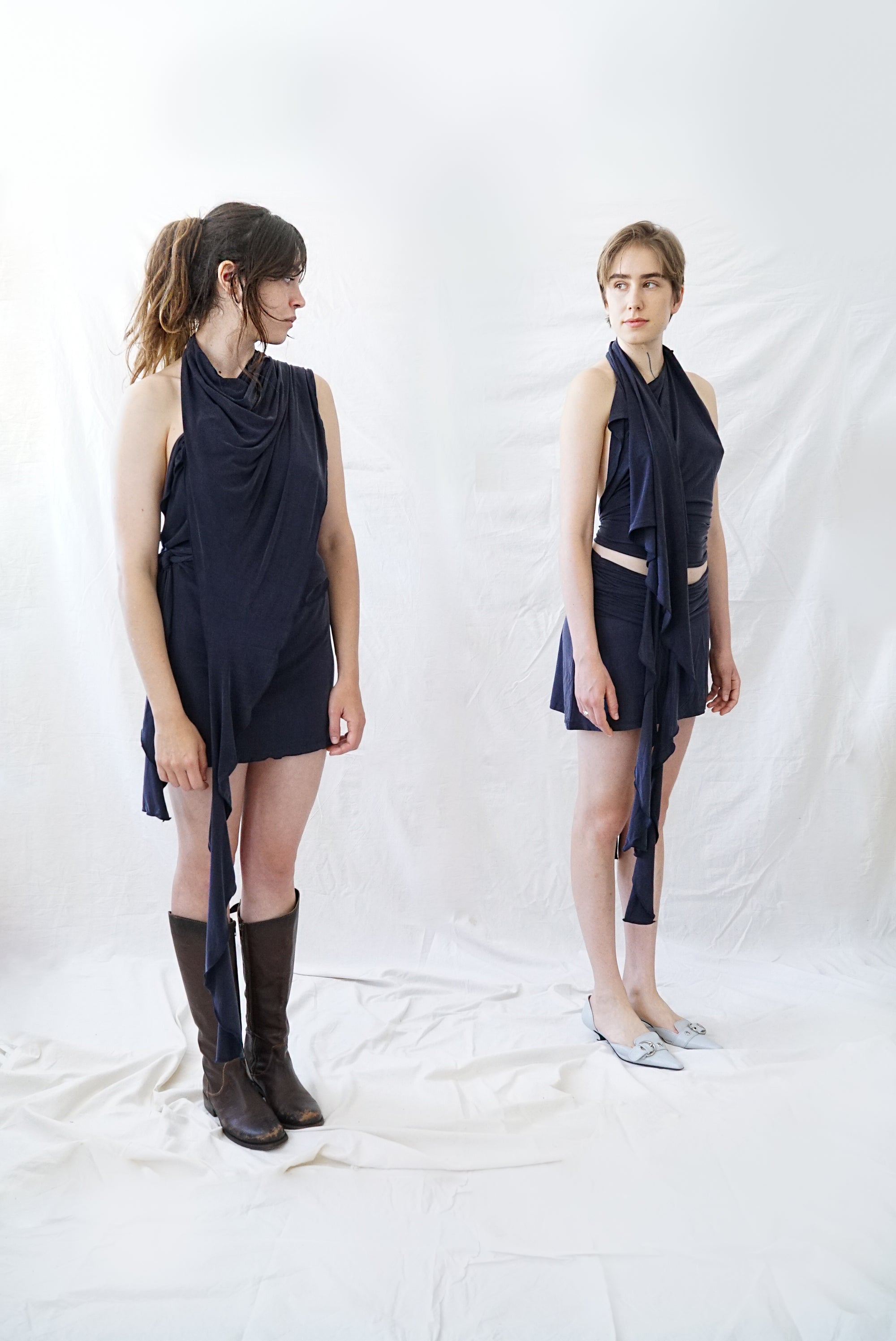 Skin Wrap Top- Navy Blue Cupro