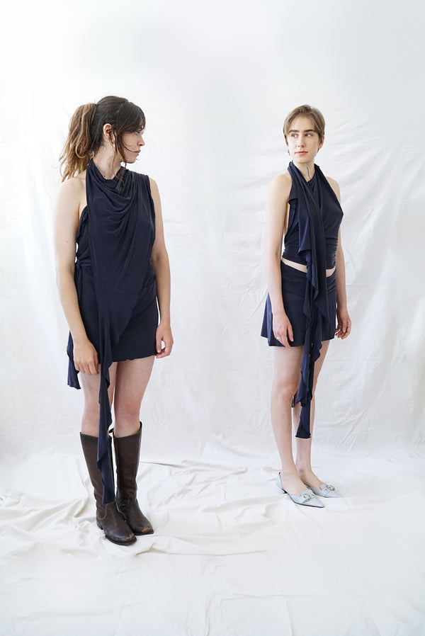 Skin Wrap Top- Navy Blue Cupro