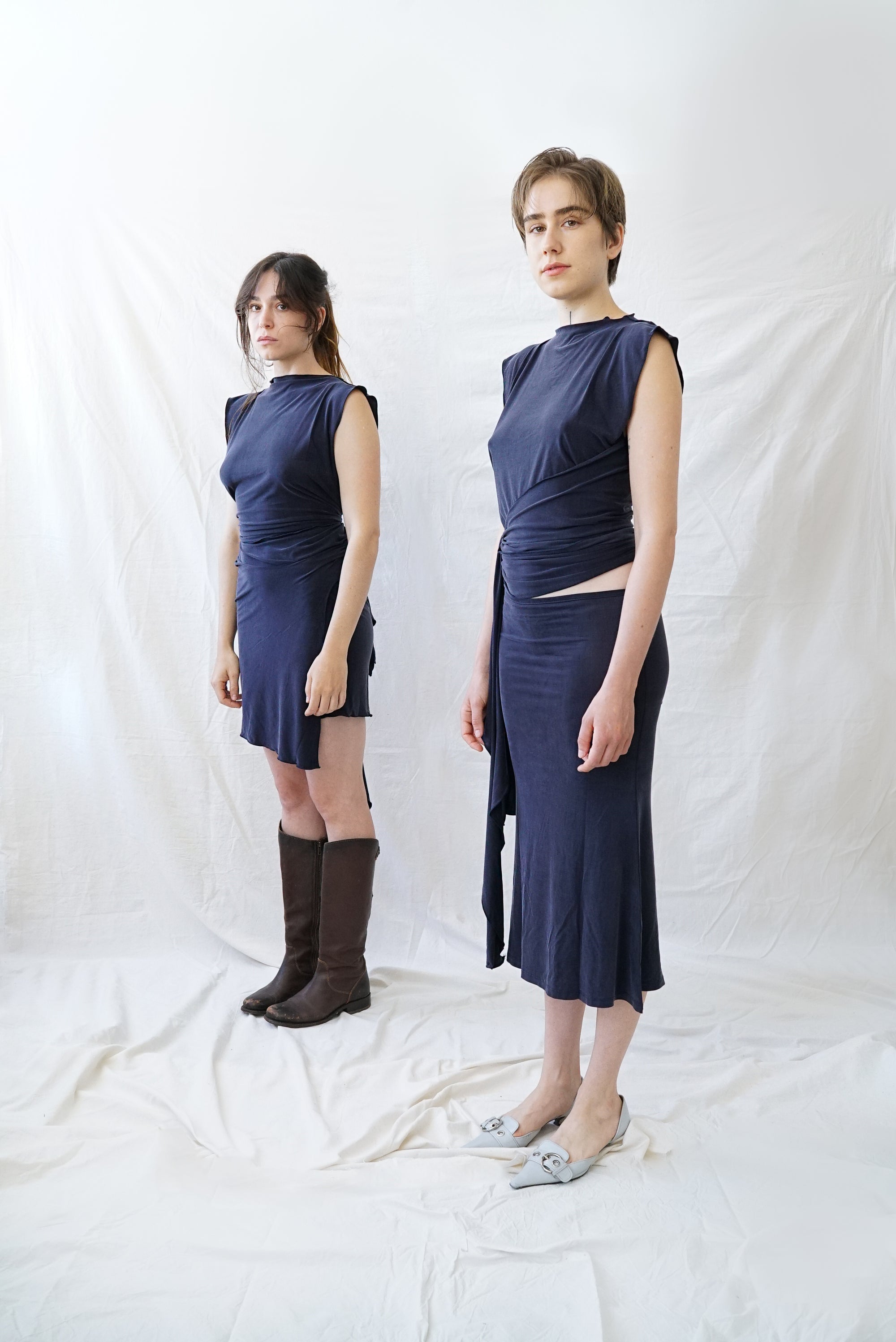 Adaptable Skirt-Dress- Navy Gray Cupro