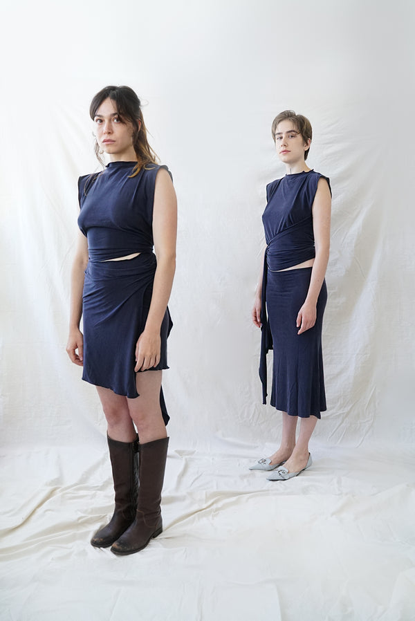 Skin Wrap Top- Navy Blue Cupro